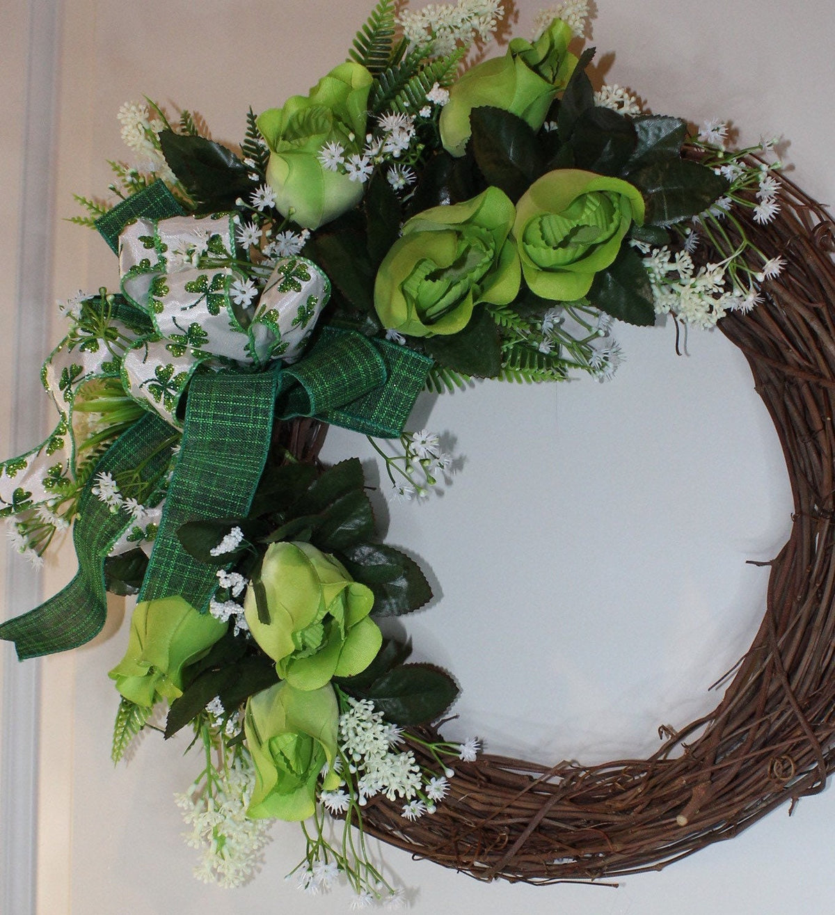 Green Rose Wreath, St. Patrick’s Day Wreath