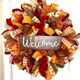 Fall Wreath, Turkey, Pumpkins, Thanksgiving Decor, Turkey Wreath, Pumpkin Pie, Autumn, Home Decor