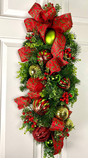 Red Lime Christmas Ornament Swag