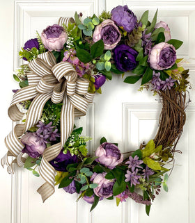 Summer Wreath, Everyday Peony Wreath, Farmhouse Wreath, French Country Wreath, Spring wreath, Front Door Wreath, Summer Wreath