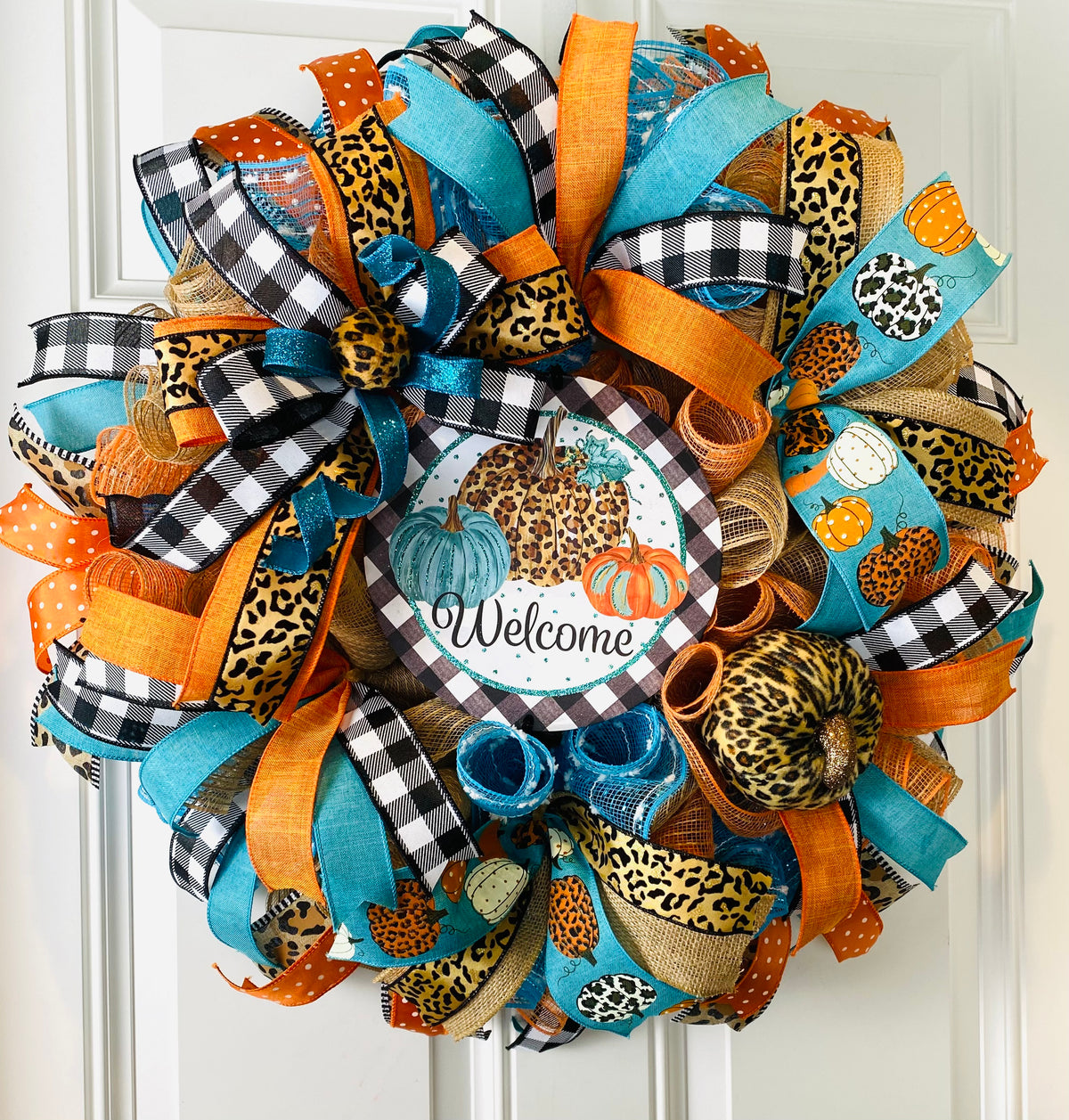 Leopard Pumpkin Fall Wreath