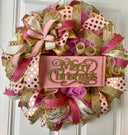 Elegant Pink & Gold Christmas Wreath