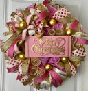 Elegant Pink & Gold Christmas Wreath