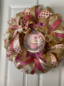 Elegant Pink & Gold Christmas Wreath