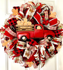 Red Truck Gingerbread Wreath, Rustic Christmas Decor, Front Porch Decoration