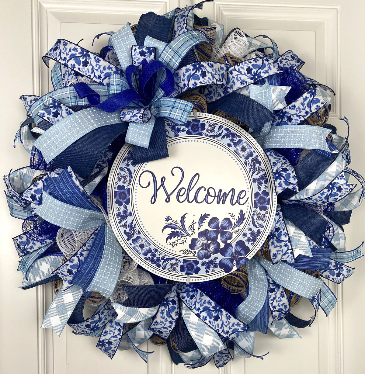 Blue and White Hydrangea Wreath