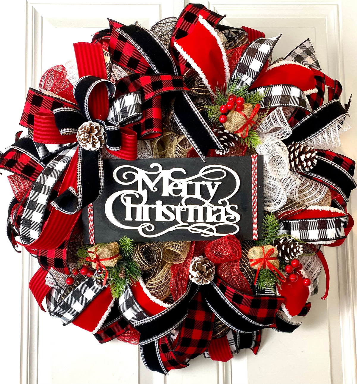 Buffalo Check Merry Christmas Wreath