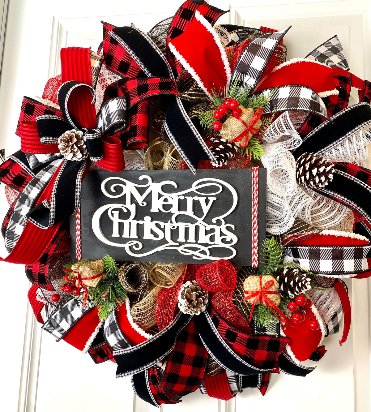 Buffalo Check Merry Christmas Wreath