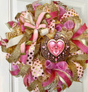 Elegant Pink & Gold Valentine Wreath