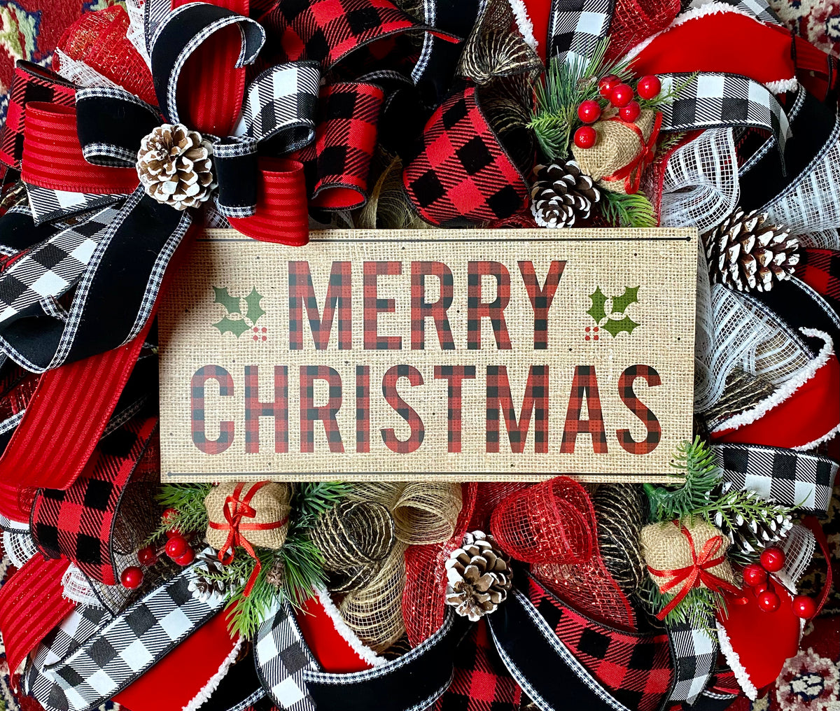 Buffalo Check Merry Christmas Wreath