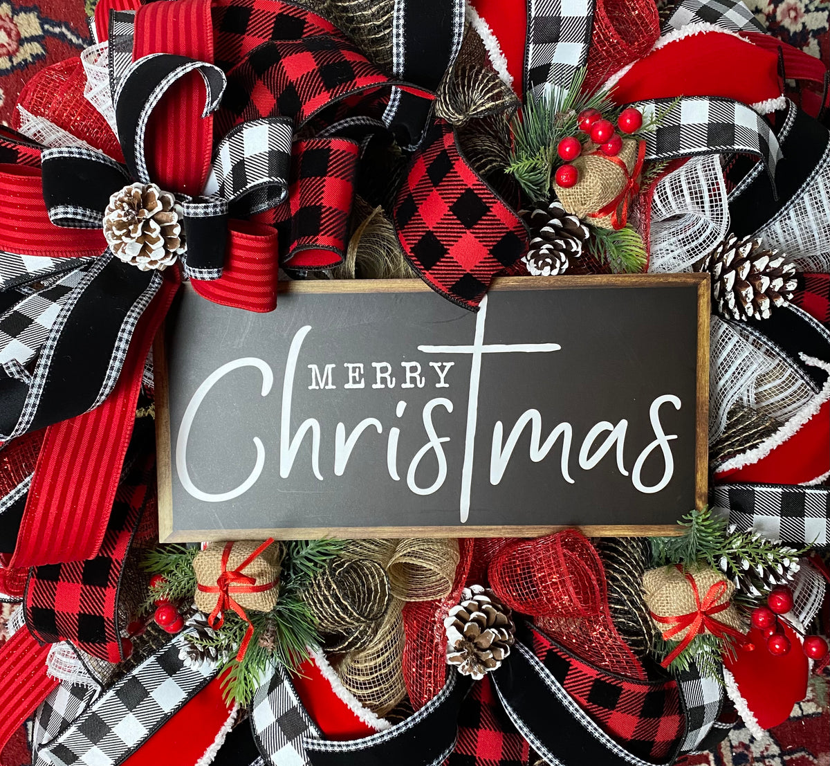 Buffalo Check Merry Christmas Wreath