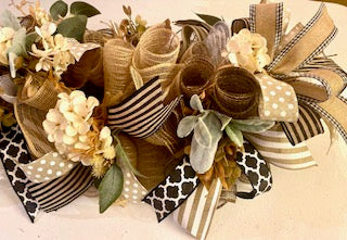 Fall Hydrangea & Lambs Ear Garland - Autumn Home Decor
