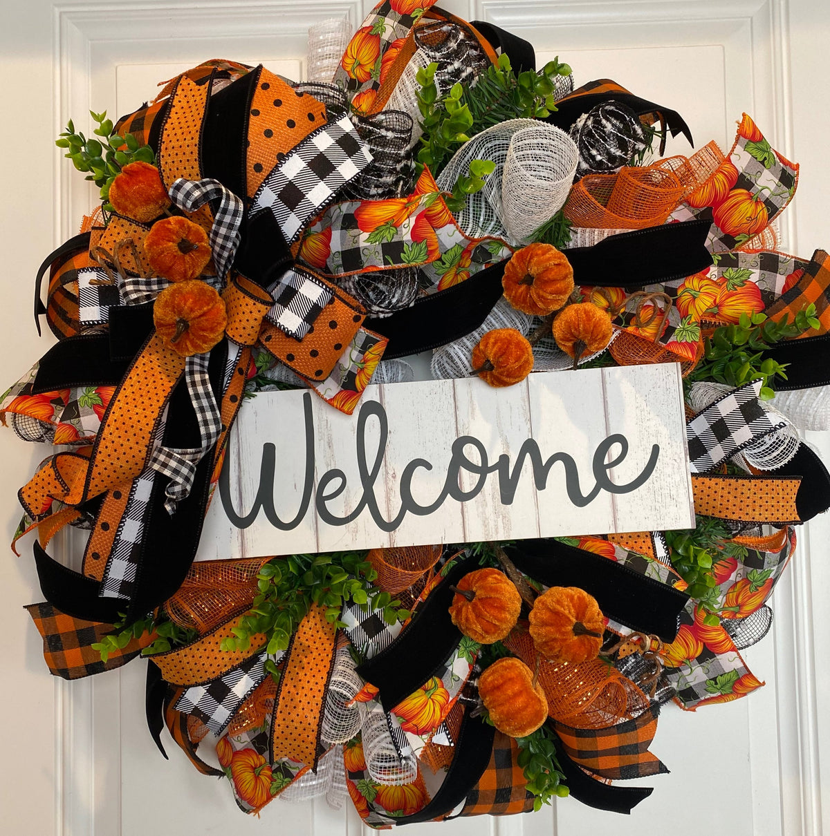 Buffalo Check Pumpkin Wreath