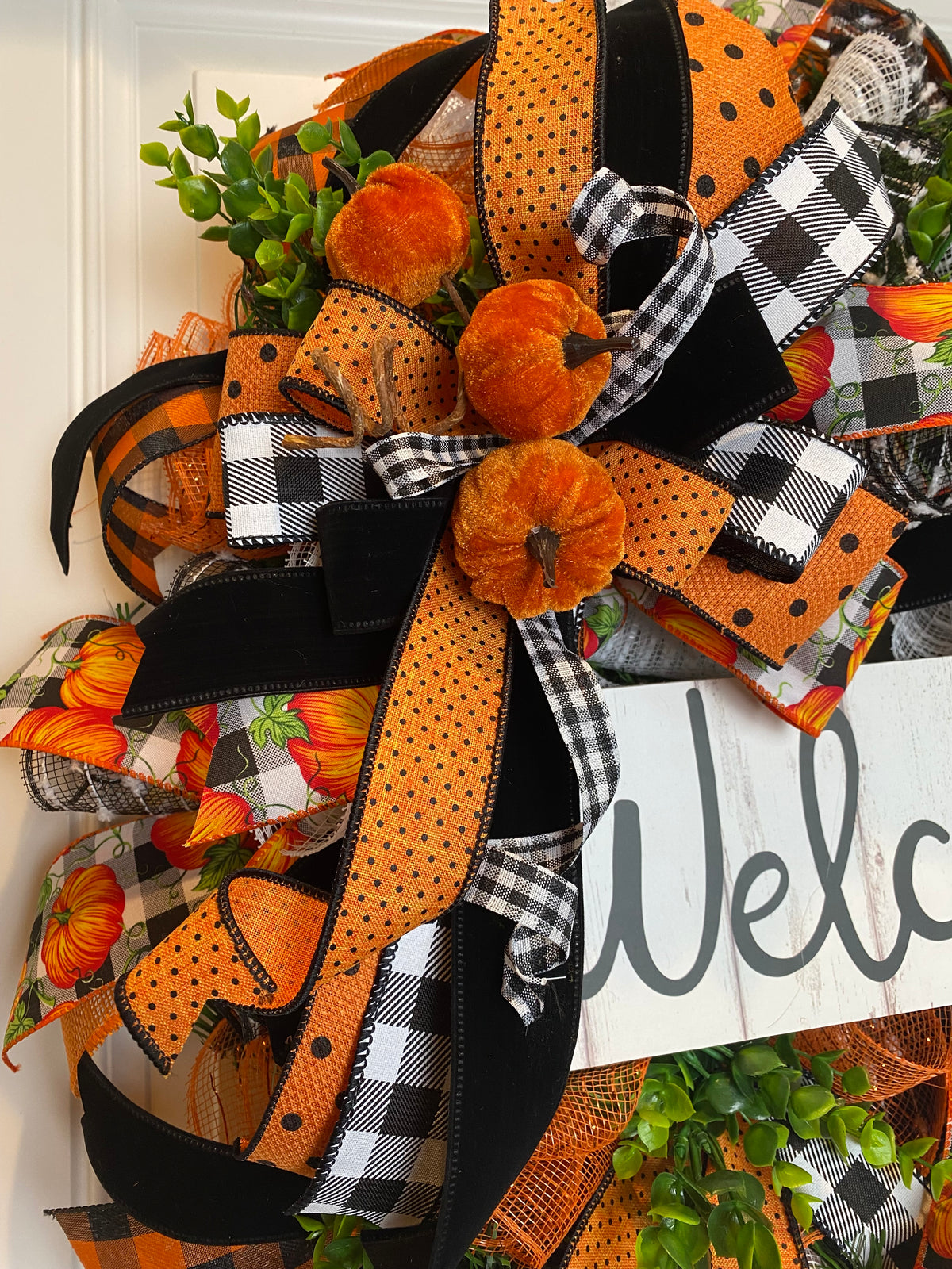 Buffalo Check Pumpkin Wreath