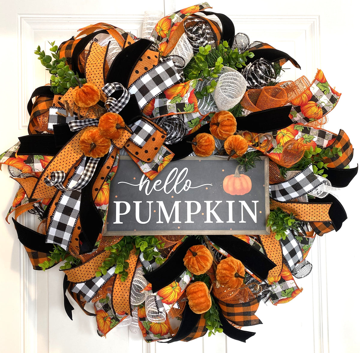 Buffalo Check Pumpkin Wreath