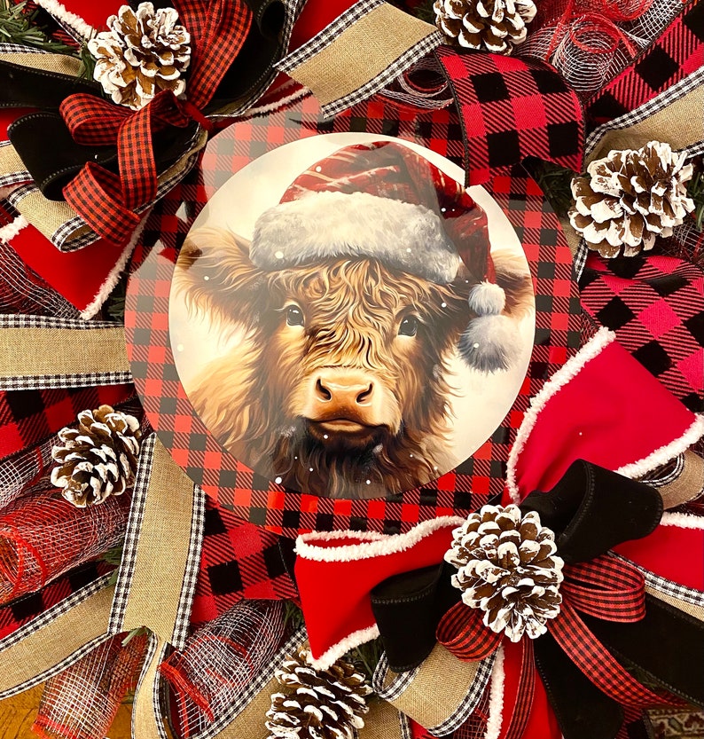 Lighted Christmas Farmhouse Buffalo Check Wreath