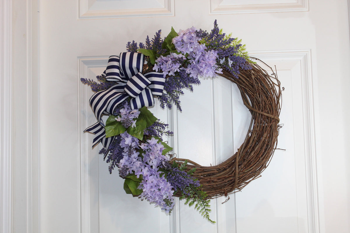 Lilac Lavender Grapevine Wreath: Summer Front Door Decor