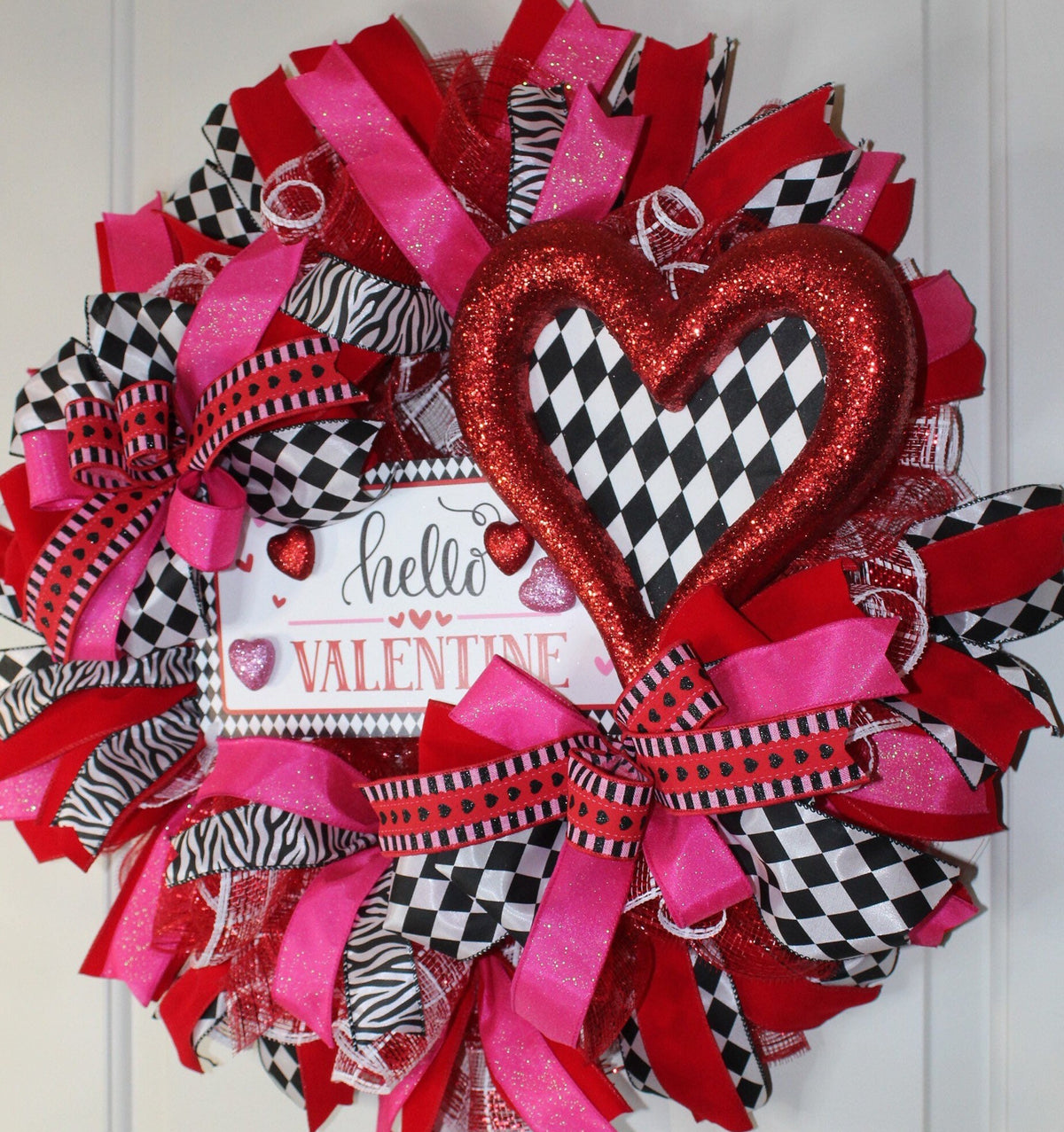 Valentine Wreaths, Valentines Day Wreaths, Heart Wreath, Harlequin Valentine Heart