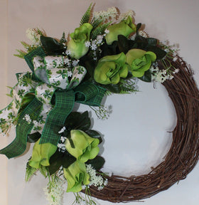 Green Rose Wreath, St. Patrick’s Day Wreath