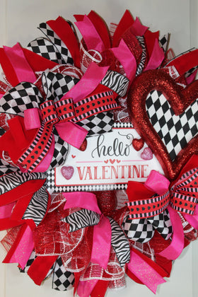 Valentine Wreaths, Valentines Day Wreaths, Heart Wreath, Harlequin Valentine Heart