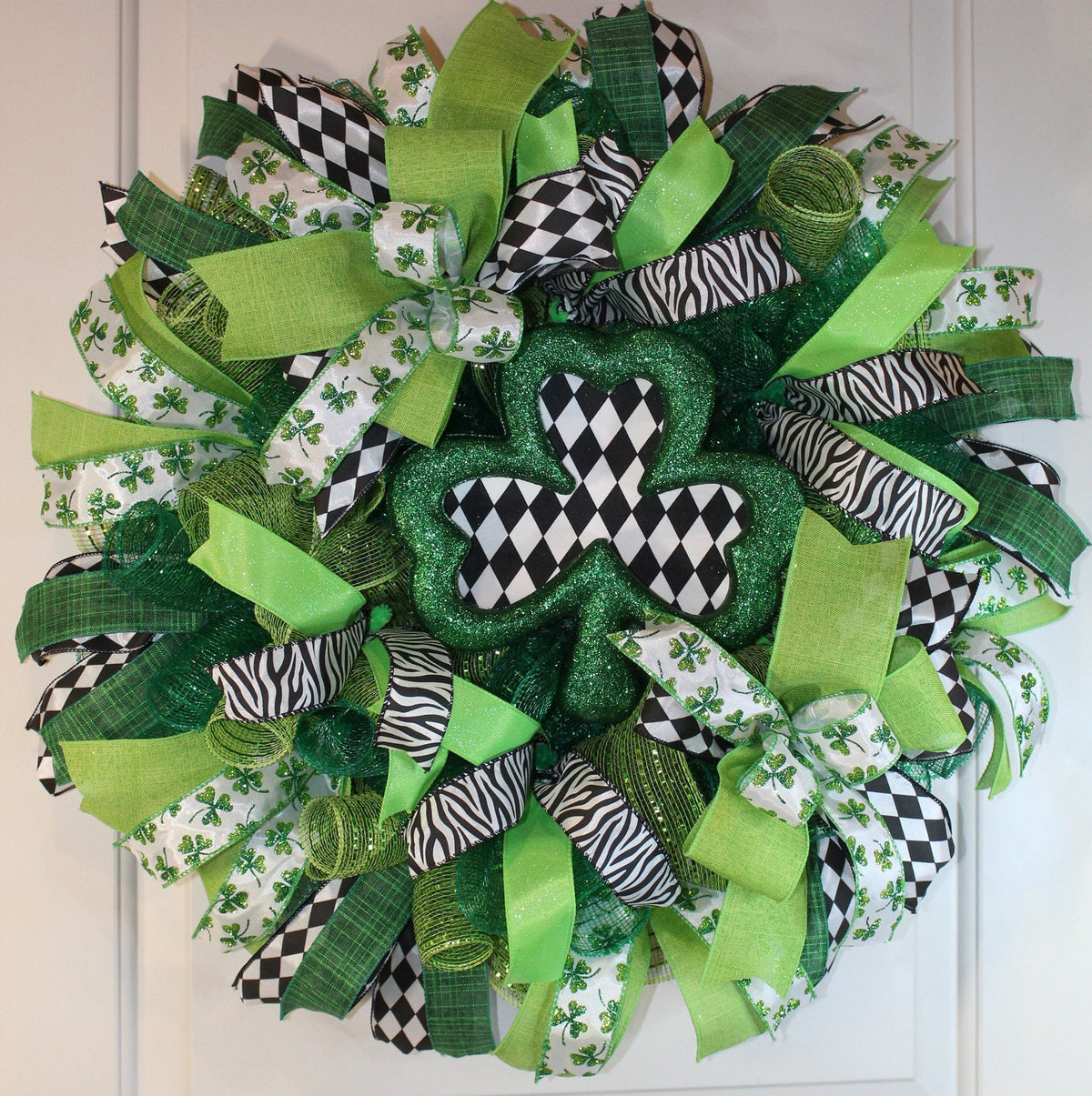 Harlequin Shamrock Wreath for St Patrick’s Day