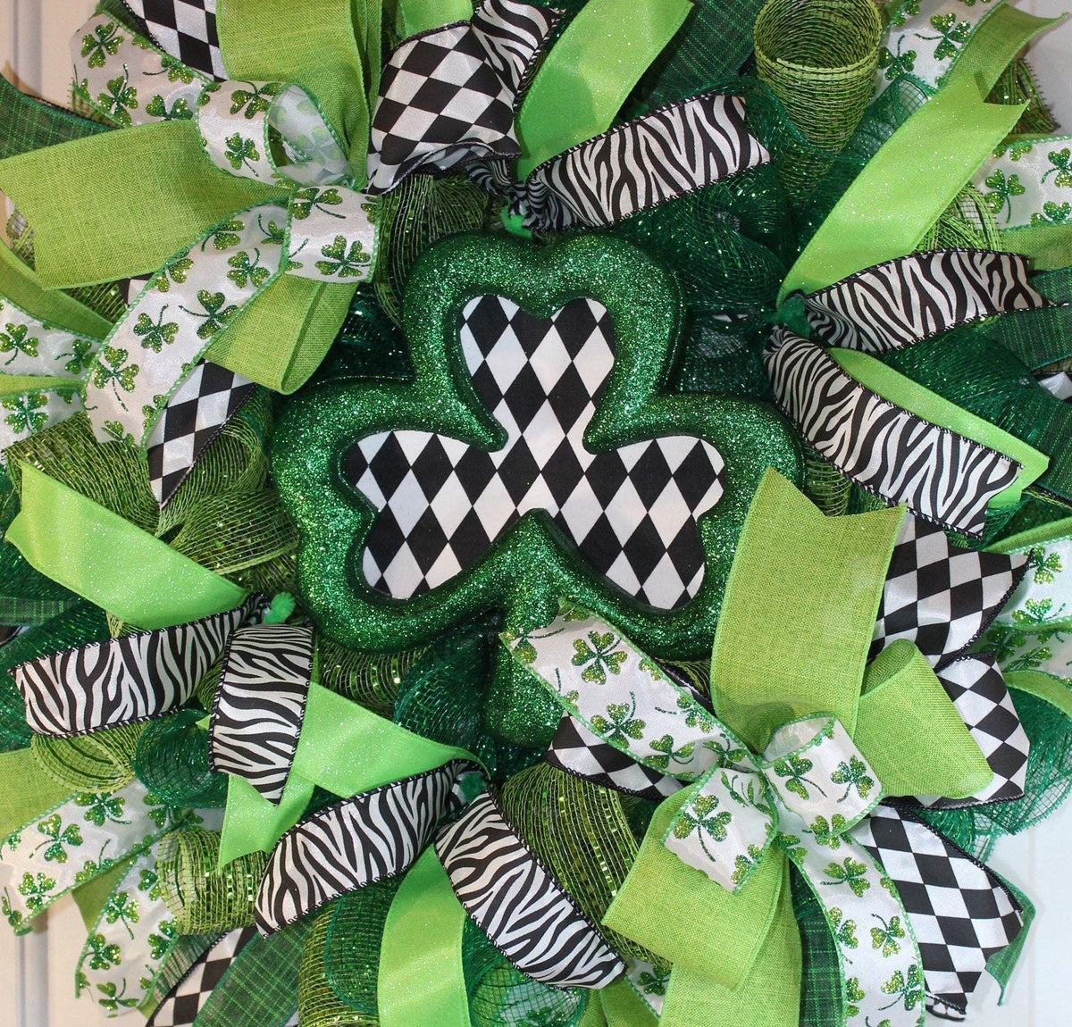 Harlequin Shamrock Wreath for St Patrick’s Day