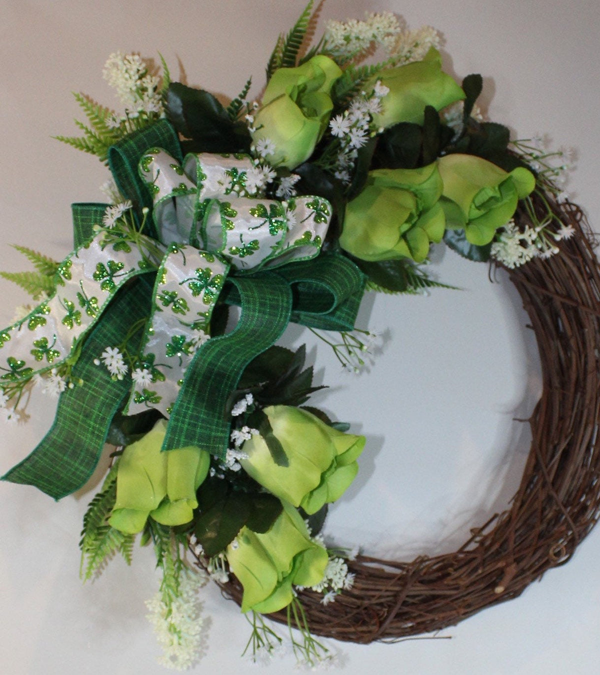 Green Rose Wreath, St. Patrick’s Day Wreath