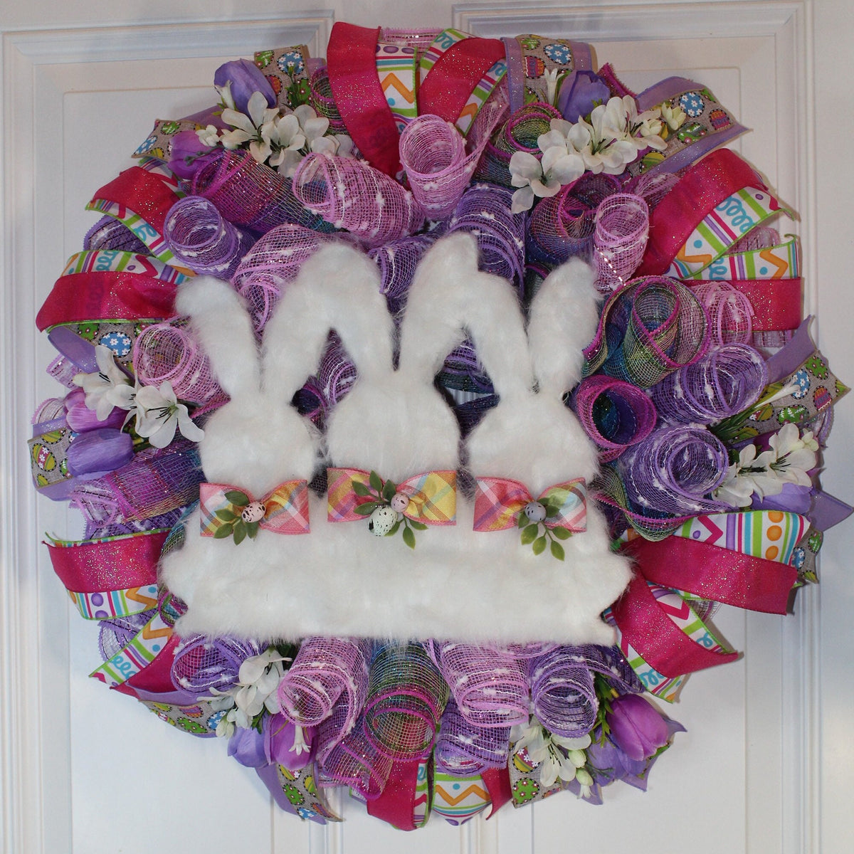 Fuzzy Easter Bunny Wreath: Spring Front Door Decor