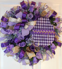Harlequin Easter Egg Wreath: Purple Spring Door Decor