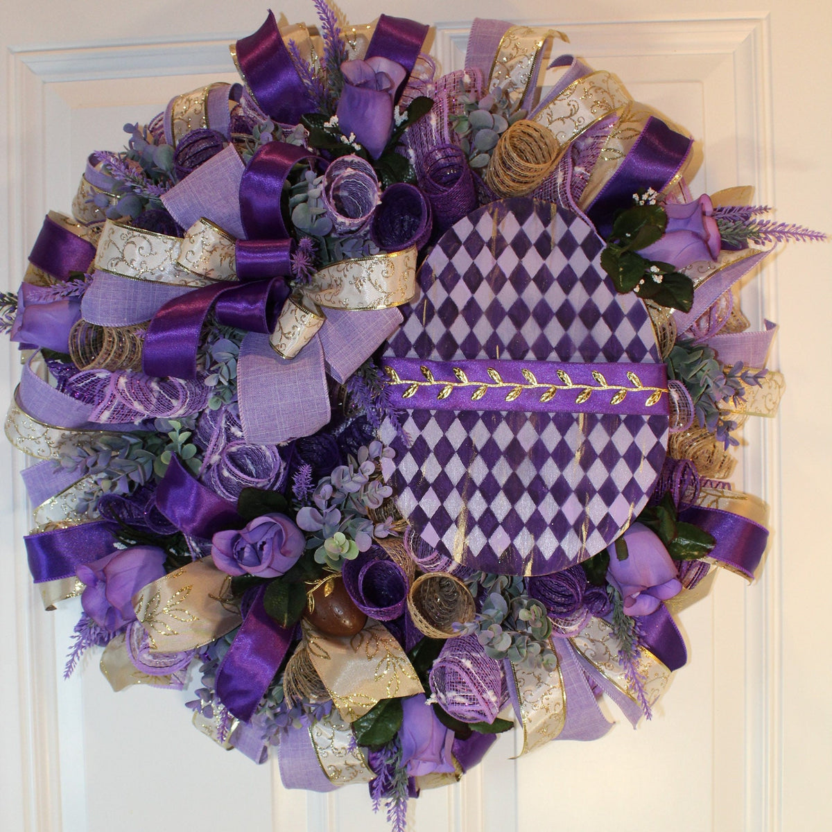 Fancy Purple Harlequin Egg Wreath