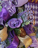 Harlequin Easter Egg Wreath: Purple Spring Door Decor
