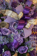 Harlequin Easter Egg Wreath: Purple Spring Door Decor