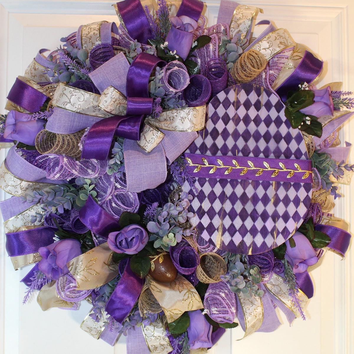 Fancy Purple Harlequin Egg Wreath