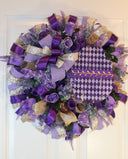 Harlequin Easter Egg Wreath: Purple Spring Door Decor