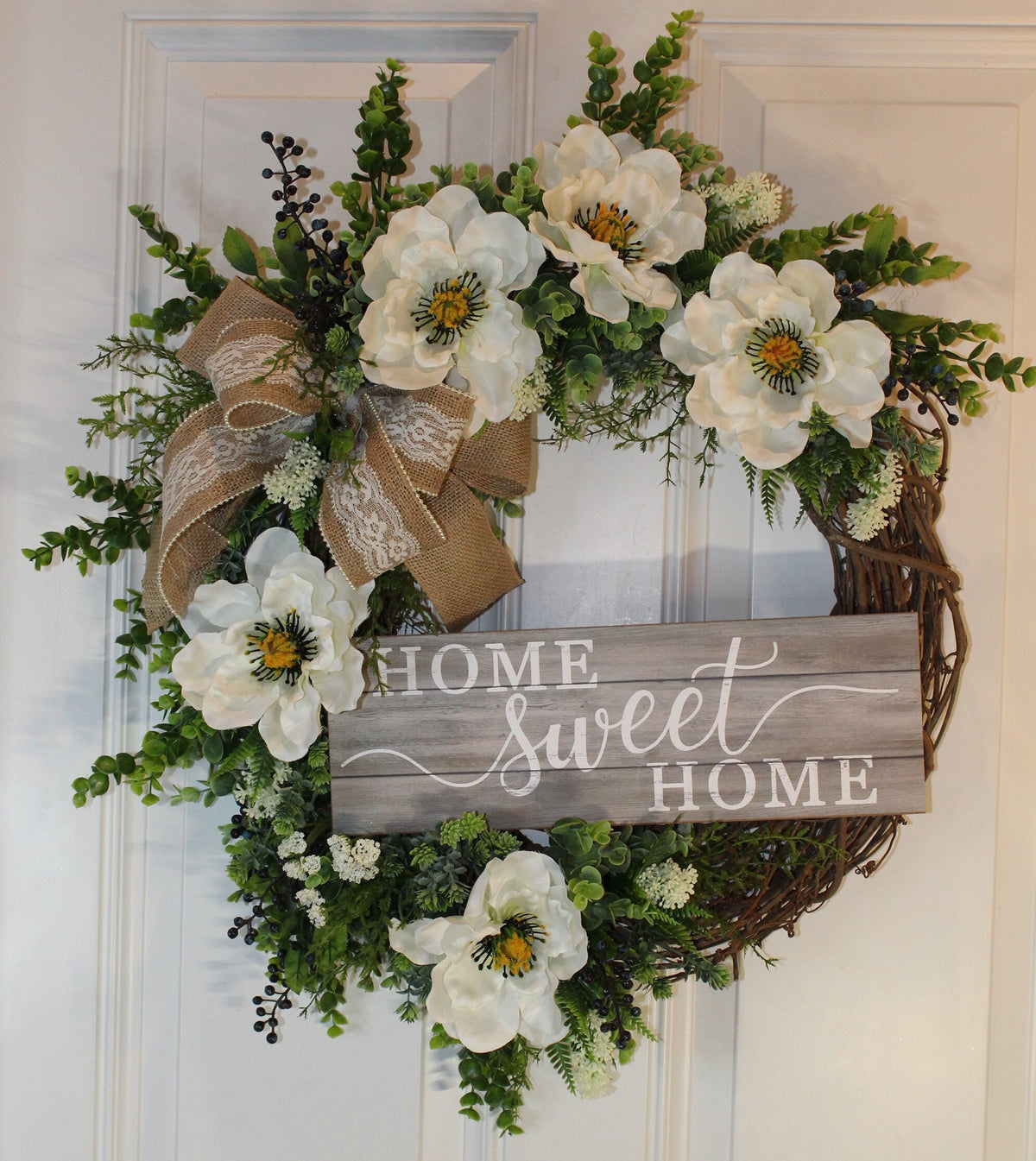 Everyday Wreath, Magnolia, Home Sweet Home, Front Door Everyday Grapevine Wreath