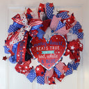 Patriotic Wreath, Flag Wreath, Fourth of July Wreath, Deluxe Flag Wreath, Red White and Blue Wreath, summer wreath