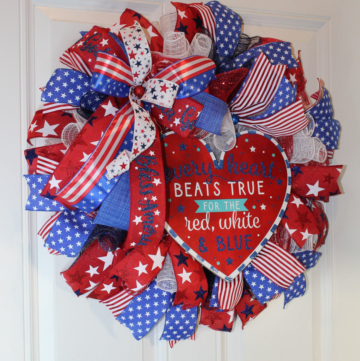 Patriotic Wreath, Flag Wreath, Fourth of July Wreath, Deluxe Flag Wreath, Red White and Blue Wreath, summer wreath