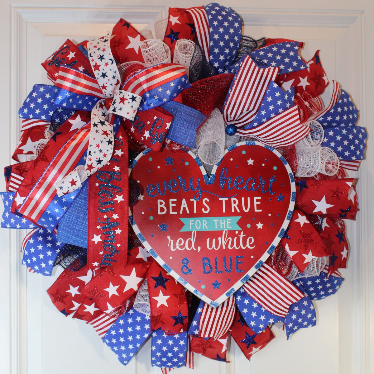 Patriotic Wreath, Flag Wreath, Fourth of July Wreath, Deluxe Flag Wreath, Red White and Blue Wreath, summer wreath