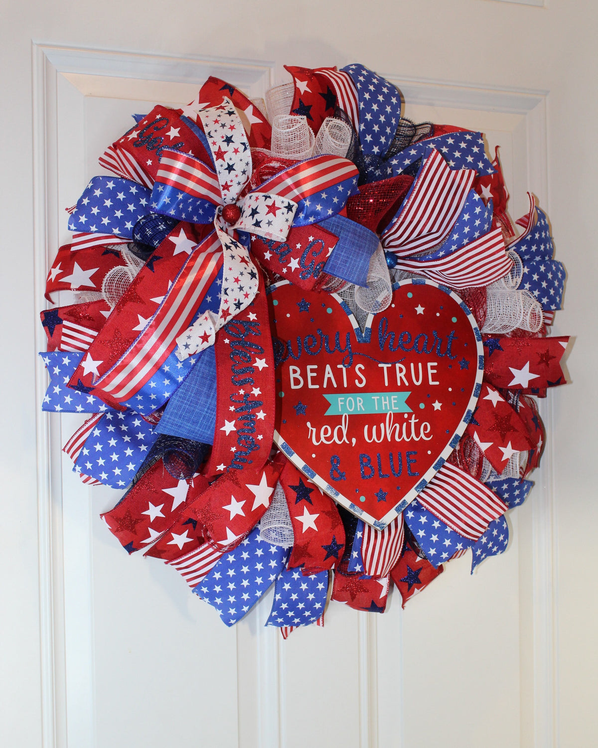 Patriotic Wreath, Flag Wreath, Fourth of July Wreath, Deluxe Flag Wreath, Red White and Blue Wreath, summer wreath