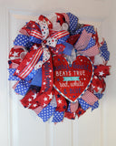 Patriotic Wreath, Flag Wreath, Fourth of July Wreath, Deluxe Flag Wreath, Red White and Blue Wreath, summer wreath