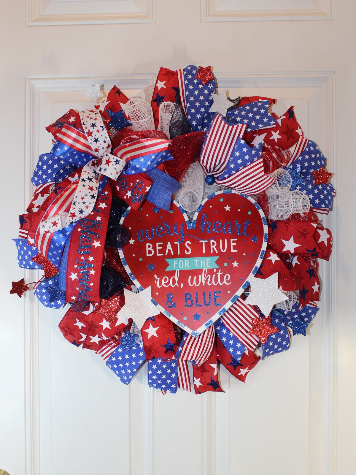Patriotic Wreath, Flag Wreath, Fourth of July Wreath, Deluxe Flag Wreath, Red White and Blue Wreath, summer wreath