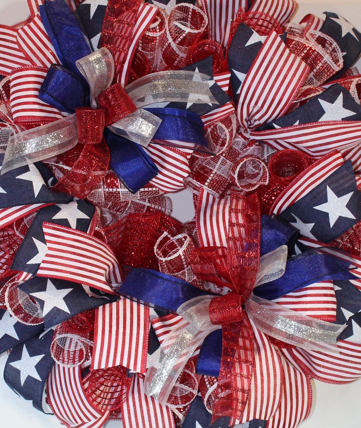 Glittered Patriotic Wreath: Americana Flag Decor, 4th of July