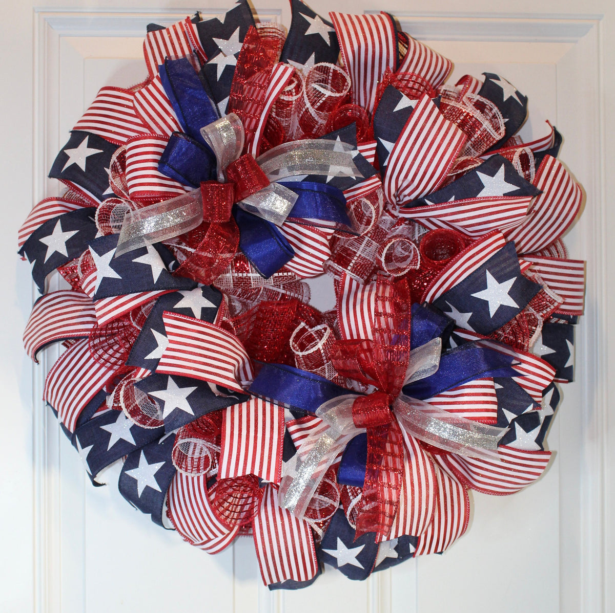 Glittered Patriotic Wreath: Americana Flag Decor, 4th of July