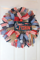 Fishing Wreath, Sports Decor, Gift for Dad