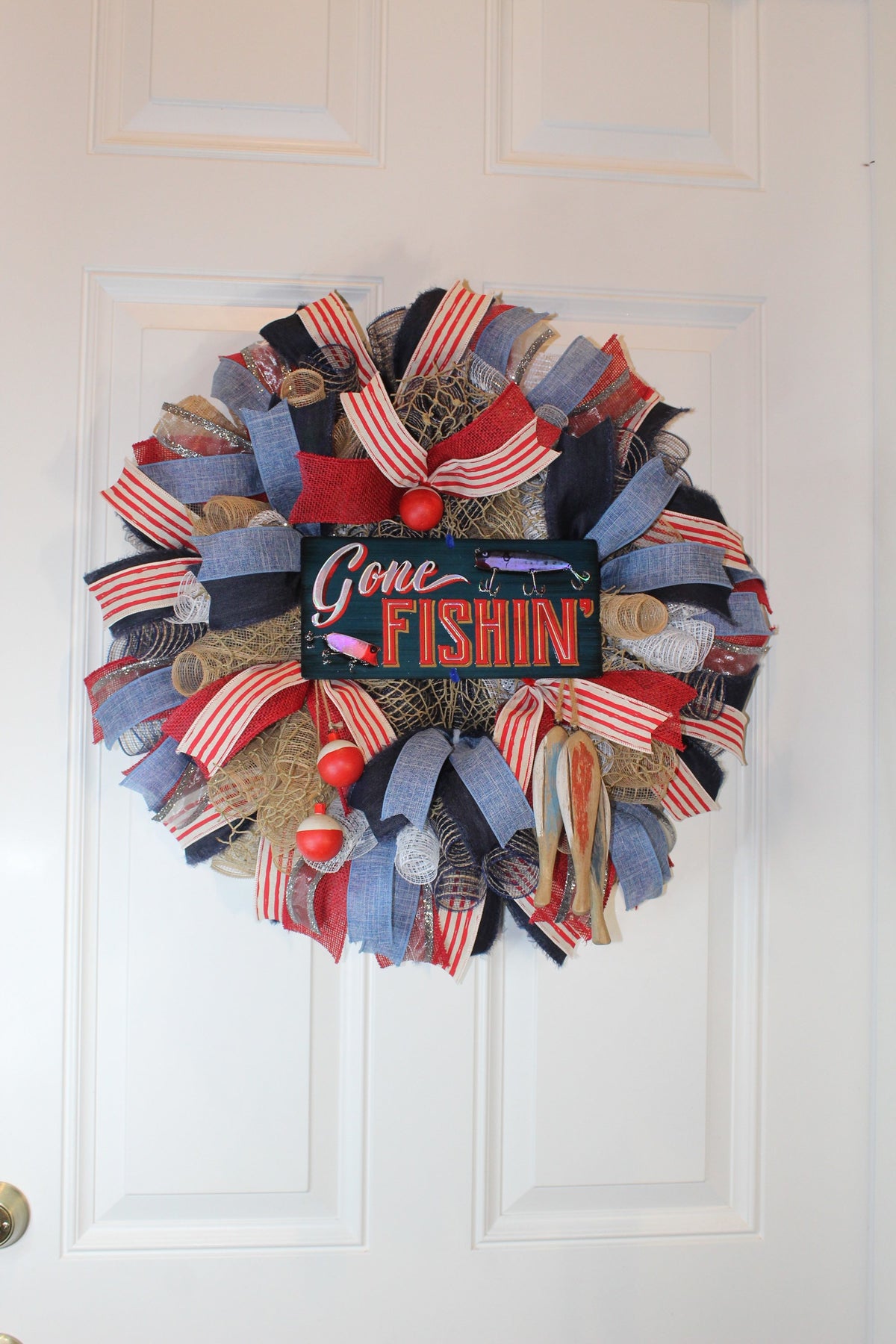 Fishing Wreath, Sports Decor, Gift for Dad
