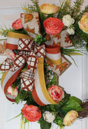 Floral Grapevine Wreath: Fall Thanksgiving Halloween Front Door Decor