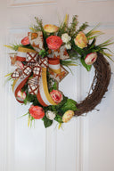 Floral Grapevine Wreath: Fall Thanksgiving Halloween Front Door Decor