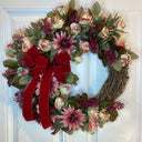 Burgundy Floral Wreath: Pink Rose & Berry Front Door Decor