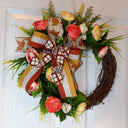 Floral Grapevine Wreath: Fall Thanksgiving Halloween Front Door Decor