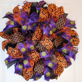 Glitzy Halloween Wreath / Purple Orange Black Wreath